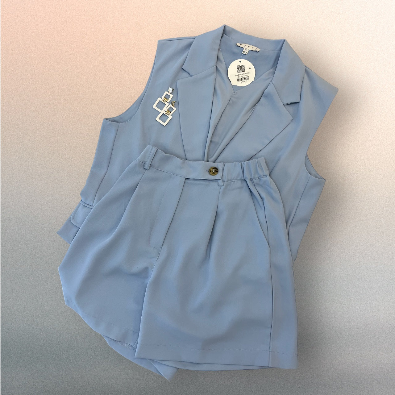 sky blue blazer set