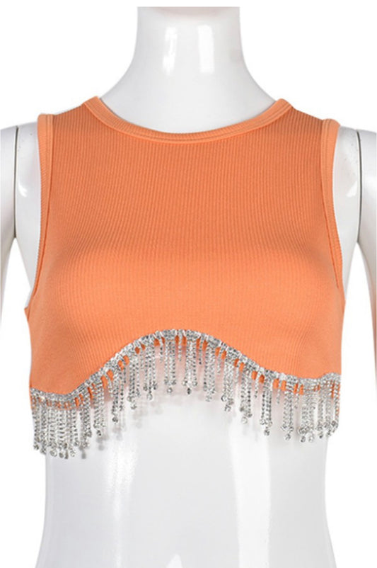 Rhinestone shortsleeved