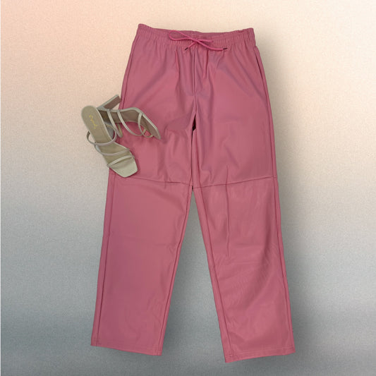 light pink leather pants