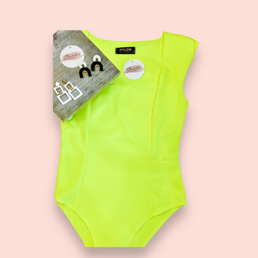 neon yellow bodysuit