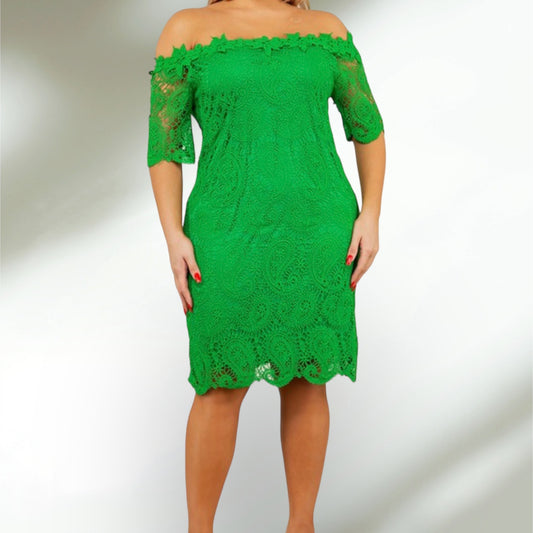 Green crochet dress